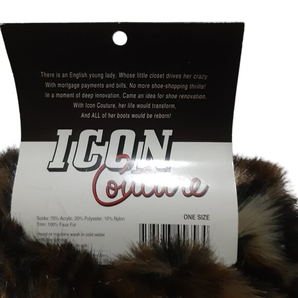 Icon Couture Faux Fur Boot Inserts Leopard Print One Size New - Picture 3 of 3